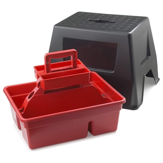 HeSLehs Stable Storage Box and Stool DuraTote Stool and Tote Box with Carrying Handle (Red) (Item No. DTSSRED)