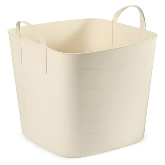 HeSLehs Tub 25L Tan Tub Basket 6.6 Gal Plastic Storage Tote Bin w/Carry Handles, Tan (12 Pack)