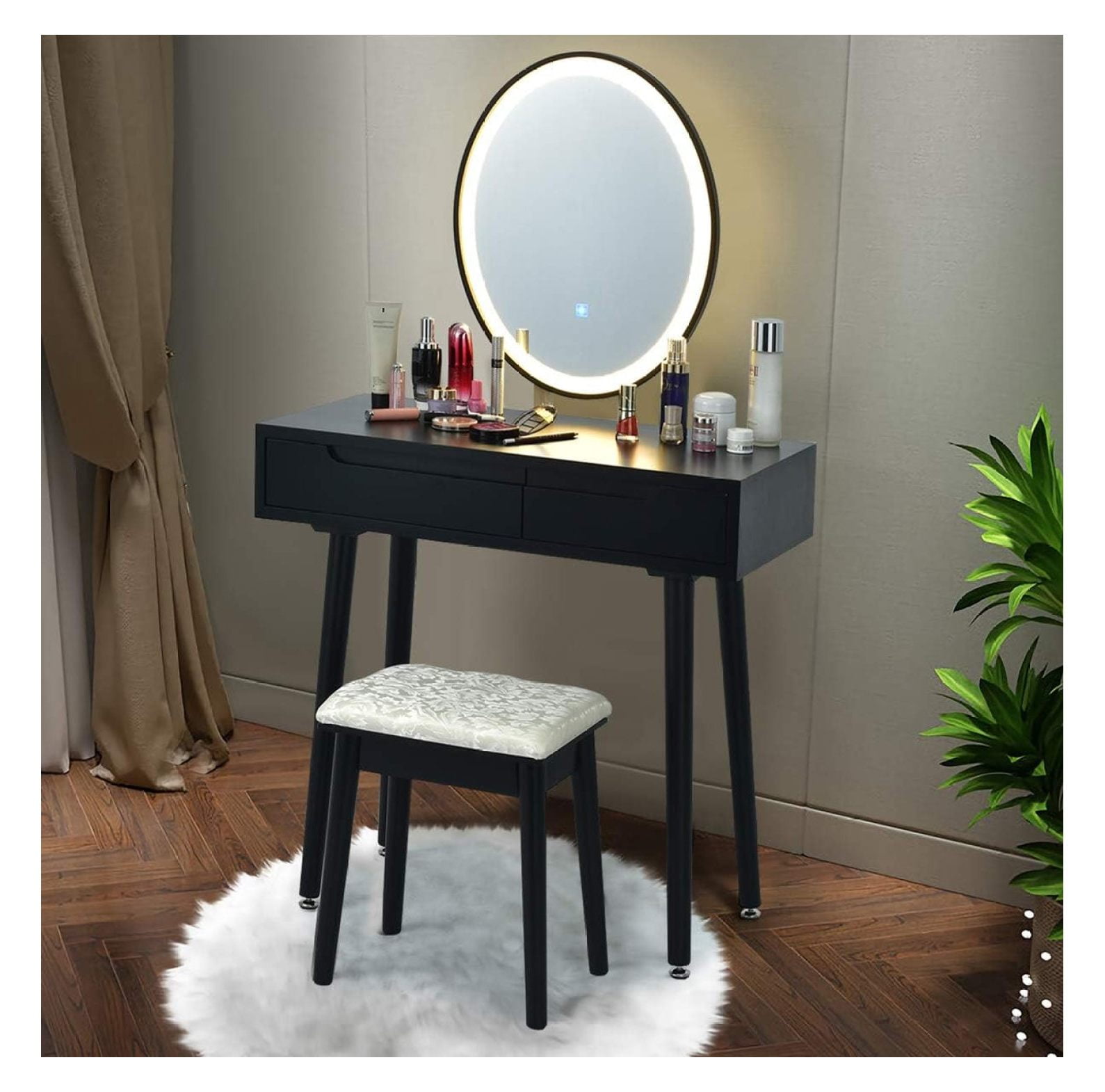 HeSLehs Vanity Set with Lighted Mirror, 3 Modes Adjustable Brightness