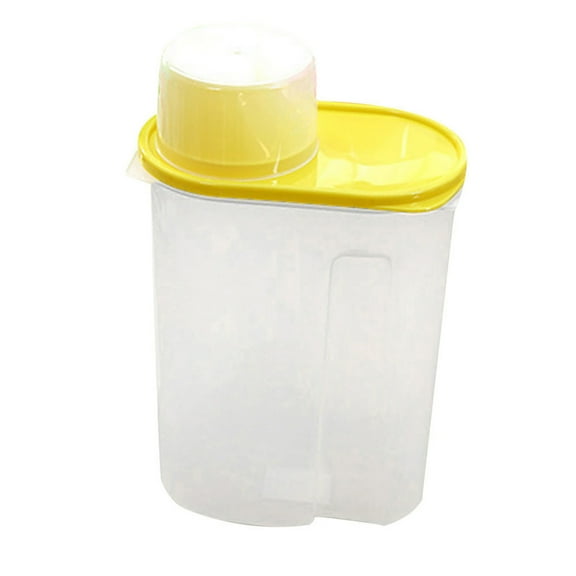 HeYii Cereal Storage Box with Lid Measuring Cup Plastic 1.9/2.5L Food Storage Dispenser for Cereals