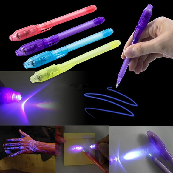 HeYii Invisible Ink Pen with Built-in UV Light, Fine Point, Black