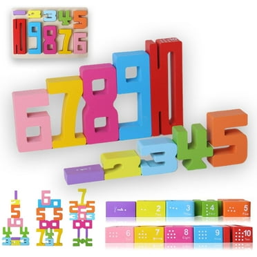 HeaCare 10/20 Pcs Wooden Number Building Blocks, 1-10 Balance Wooden Number Blocks, Number Blocks, Friends of Ten Blocks