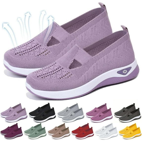 RUPKUL 2025 Orthopedic Shoes for Women, Women Wide Width Breathable Walking Comfortable Slip on Sneakers, Non Slip Food Service Lightweight Sneaker, Nurse Shoes Arch Support Sneakers