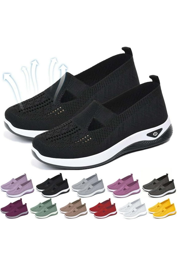 2025 Orthopedic Shoes for Women, Women Wide Width Breathable Walking Comfortable Slip on Sneakers, Non Slip Food Service Lightweight Sneaker, Nurse Shoes Arch Support Sneakers