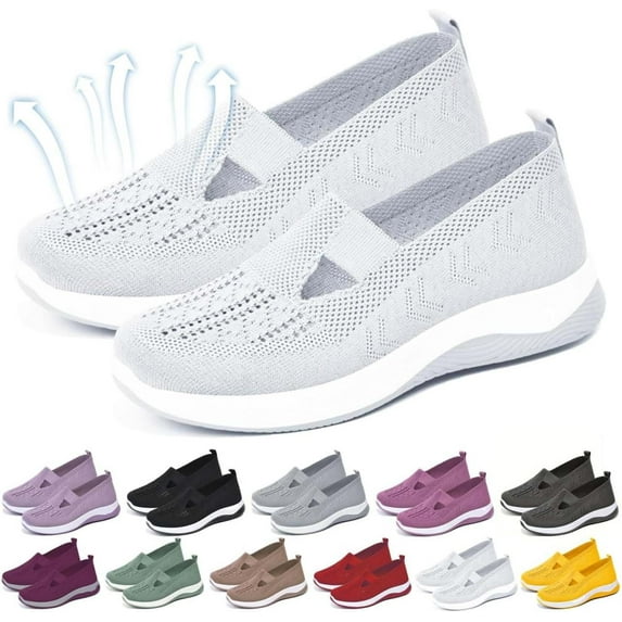 RUPKUL 2025 Orthopedic Shoes for Women, Women Wide Width Breathable Walking Comfortable Slip on Sneakers, Non Slip Food Service Lightweight Sneaker, Nurse Shoes Arch Support Sneakers