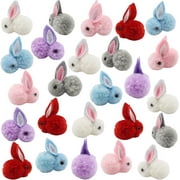 HeaCare 30 Pcs Mini Plush Easter Bunny Animals, Miniature Stuffed Rabbit, Soft Tiny Stuffed Animals Easter Bunnies Plush Rabbit for Easter Decorations, DIY Hair Clips