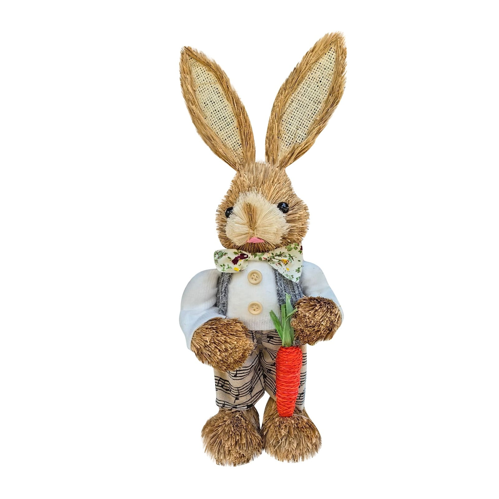 HeaCare Artificial Bunny Straw Bunny Toys Carry Carrot and Easter Eggs ...