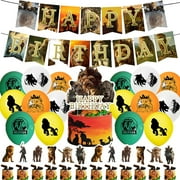 HeaCare The Lion King Birthday Decorations Set – The Lion King Theme Happy Birthday Balloons Happy Birthday Banner Cake Toppers Party Favors for Boys & Girls, Tea Party Surprise Party Favors