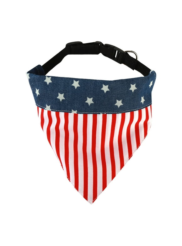 HeaCare Memorial Day Ornaments Independence Day Dog Bandana Home Decor Red White And Blue Adjustable Washable Puppy Neckerchief Suit Ornaments