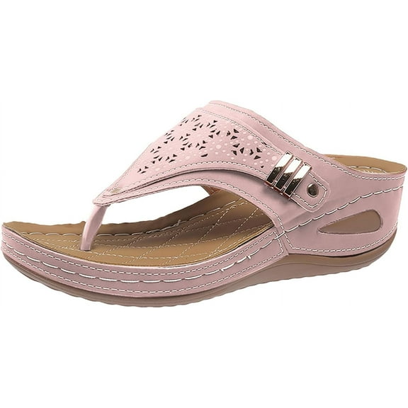 HeaCare Orthopedic Sandals for Women 2025,Summer Slip On Beach Sandals Dressy Arch Support Wedge Sandal Vintage Wide Width Flip Flops Casual Boho Slipper