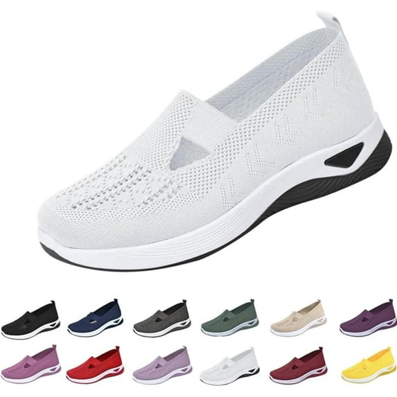 HeaCare Orthowalk Shoes for Women Orthopedic Arch Support Woven Mesh Breathable Soft Sneakers Slip On Wide Diabetic Footwear, 2025 New Mothers Day Gifts