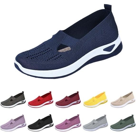 HeaCare Orthowalk Shoes for Women Orthopedic Arch Support Woven Mesh Breathable Soft Sneakers Slip On Wide Diabetic Footwear, 2025 New Mothers Day Gifts