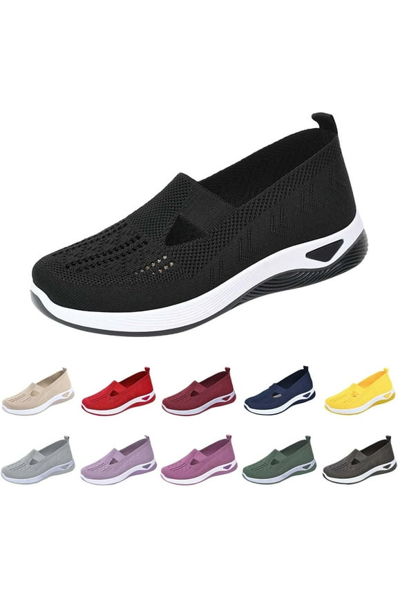 Orthowalk Shoes for Women Orthopedic Arch Support Woven Mesh Breathable Soft Sneakers Slip On Wide Diabetic Footwear, 2025 New Mothers Day Gifts