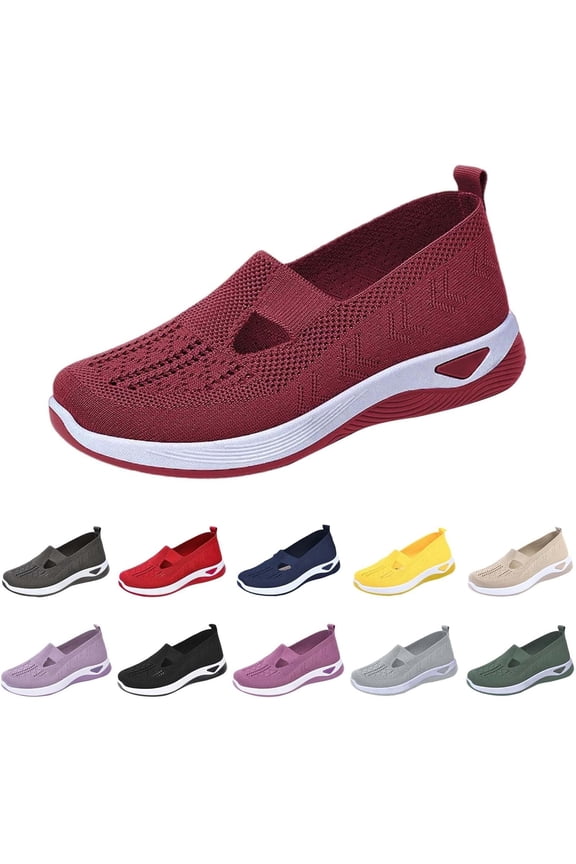Orthowalk Shoes for Women Orthopedic Arch Support Woven Mesh Breathable Soft Sneakers Slip On Wide Diabetic Footwear, 2025 New Mothers Day Gifts