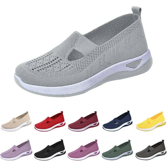 HeaCare Orthowalk Shoes for Women Orthopedic Arch Support Woven Mesh Breathable Soft Sneakers Slip On Wide Diabetic Footwear, 2025 New Mothers Day Gifts