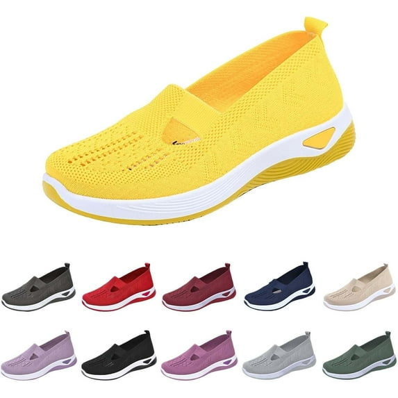 HeaCare Orthowalk Shoes for Women Orthopedic Arch Support Woven Mesh Breathable Soft Sneakers Slip On Wide Diabetic Footwear, 2025 New Mothers Day Gifts