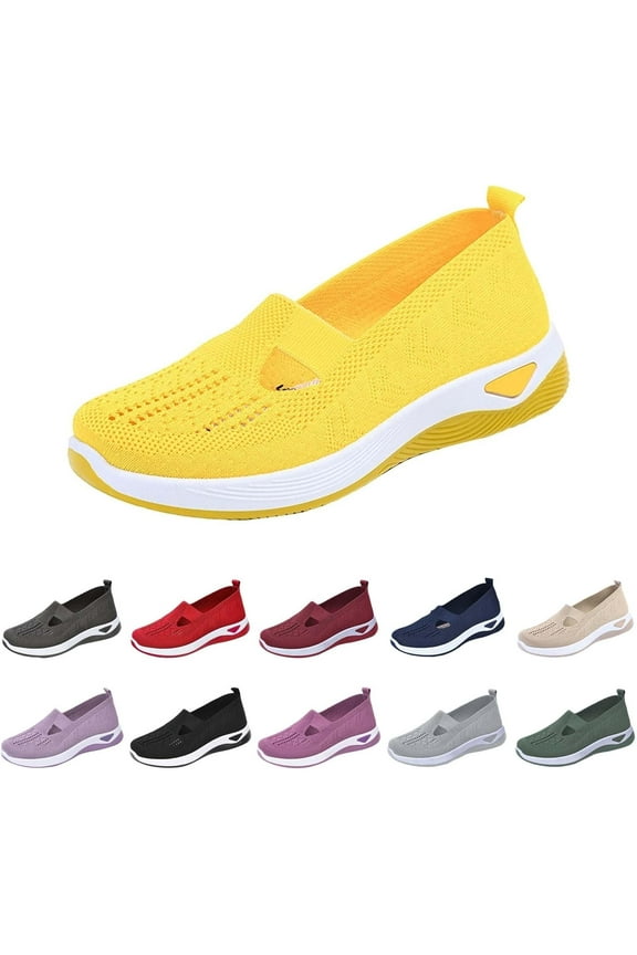 Orthowalk Shoes for Women Orthopedic Arch Support Woven Mesh Breathable Soft Sneakers Slip On Wide Diabetic Footwear, 2025 New Mothers Day Gifts