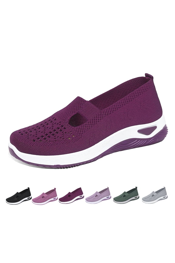 Women's Slip on Sneakers Shoes Woven Orthopedic Breathable Soft Shoes Walking Diabetic Foam Shoes Hands Free Slip in, Soft Walking Shoes for Women