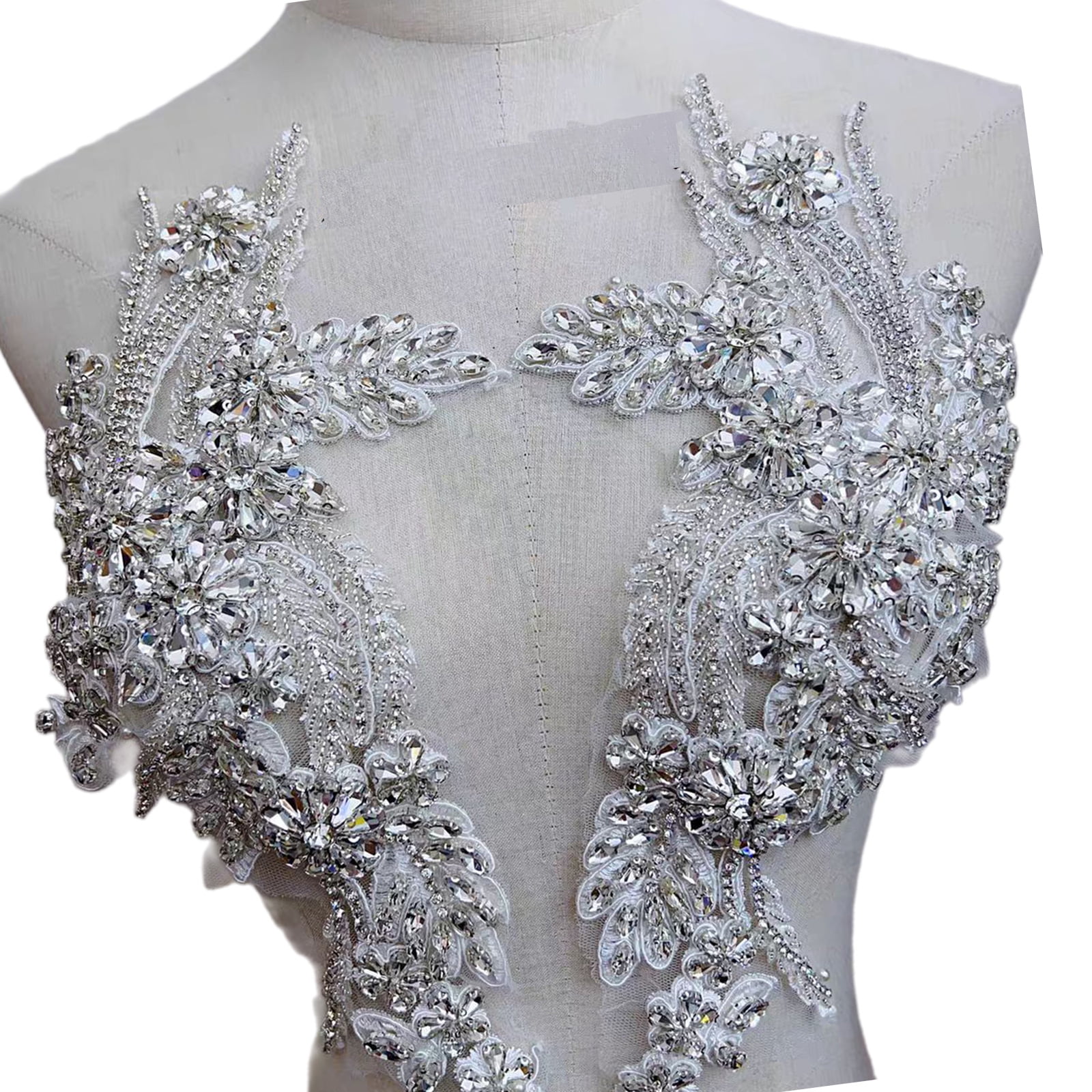 Heacy Duty Jeweled Rhinestones Patches Applique Crafts for Jeans Hat Bag Scarf Curtain Clothes Accessories Badges Sew on