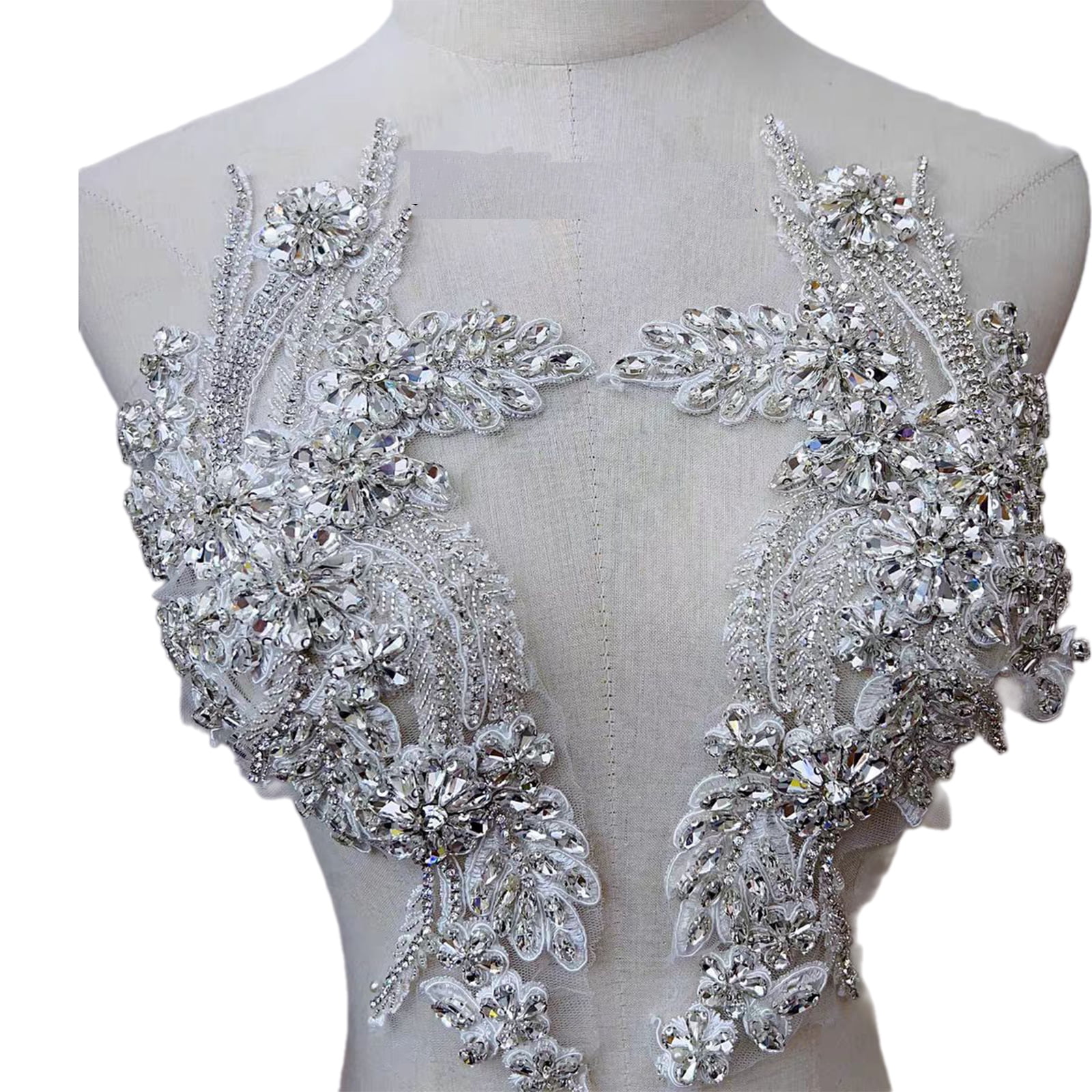 Heacy Duty Jeweled Rhinestones Patches Applique Crafts for Jeans Hat Bag Scarf Curtain Clothes Accessories Badges Sew on