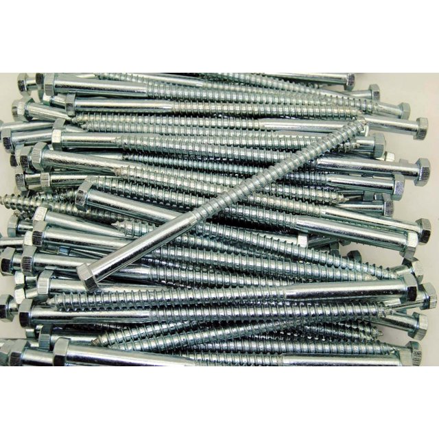 Head 3/8 x 7" Lag Bolts Zinc Plate Wood Screws