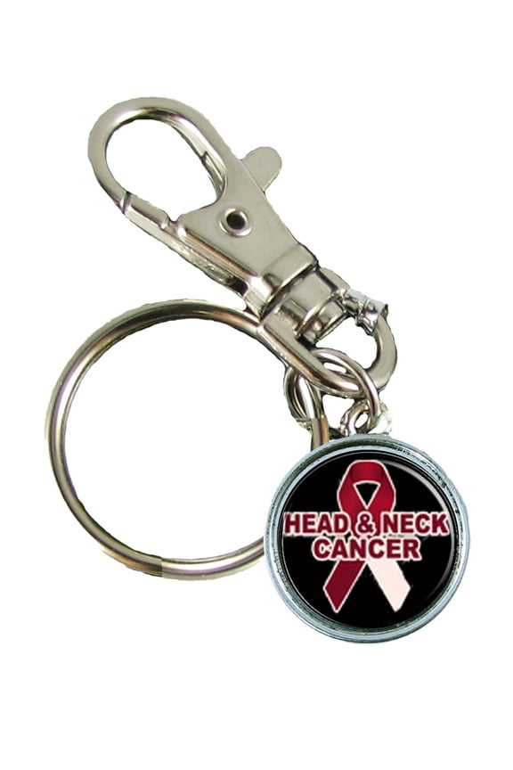 Head And Neck Cancer Awareness Keychain Support Silver Plated Jewelry Key Chain
