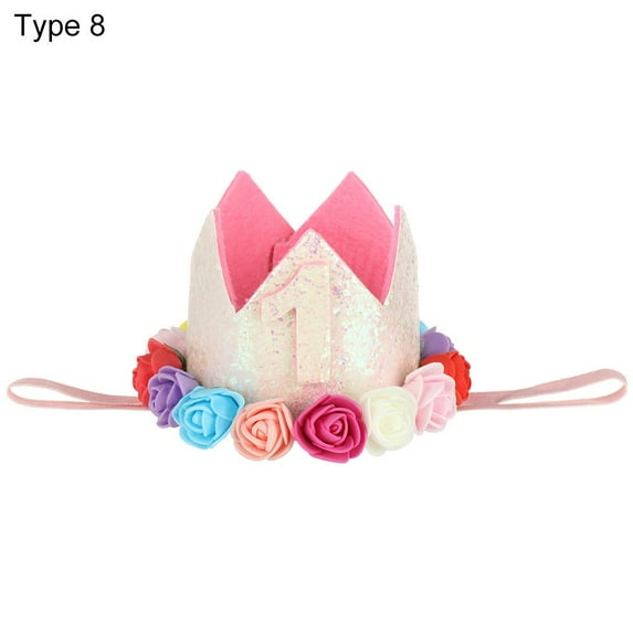 Head Band Hair Accessory Gender Reveal Baby Crown Happy Birthday Party Hats Prince/Princess Cap Christening TYPE 8
