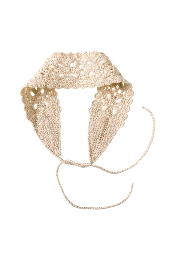Head Bands Gsakboxl Women's Colorful Crochet Knit Head Wrap Summer Hollow Out Breathable Knitted Head Kerchief for Ladies Beige
