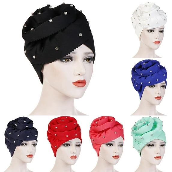Head Bonnet Solid Color Comfortable Cotton Pre-Tied Bonnet Hat for Shopping