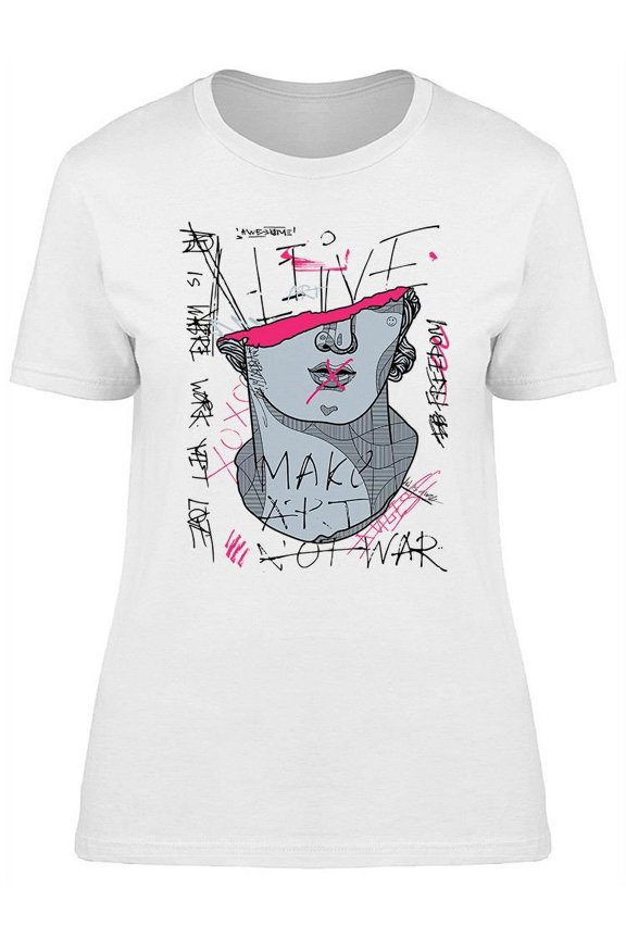 Head Bust Hipster Graphic T-Shirt Women -Image by Shutterstock, Female Medium