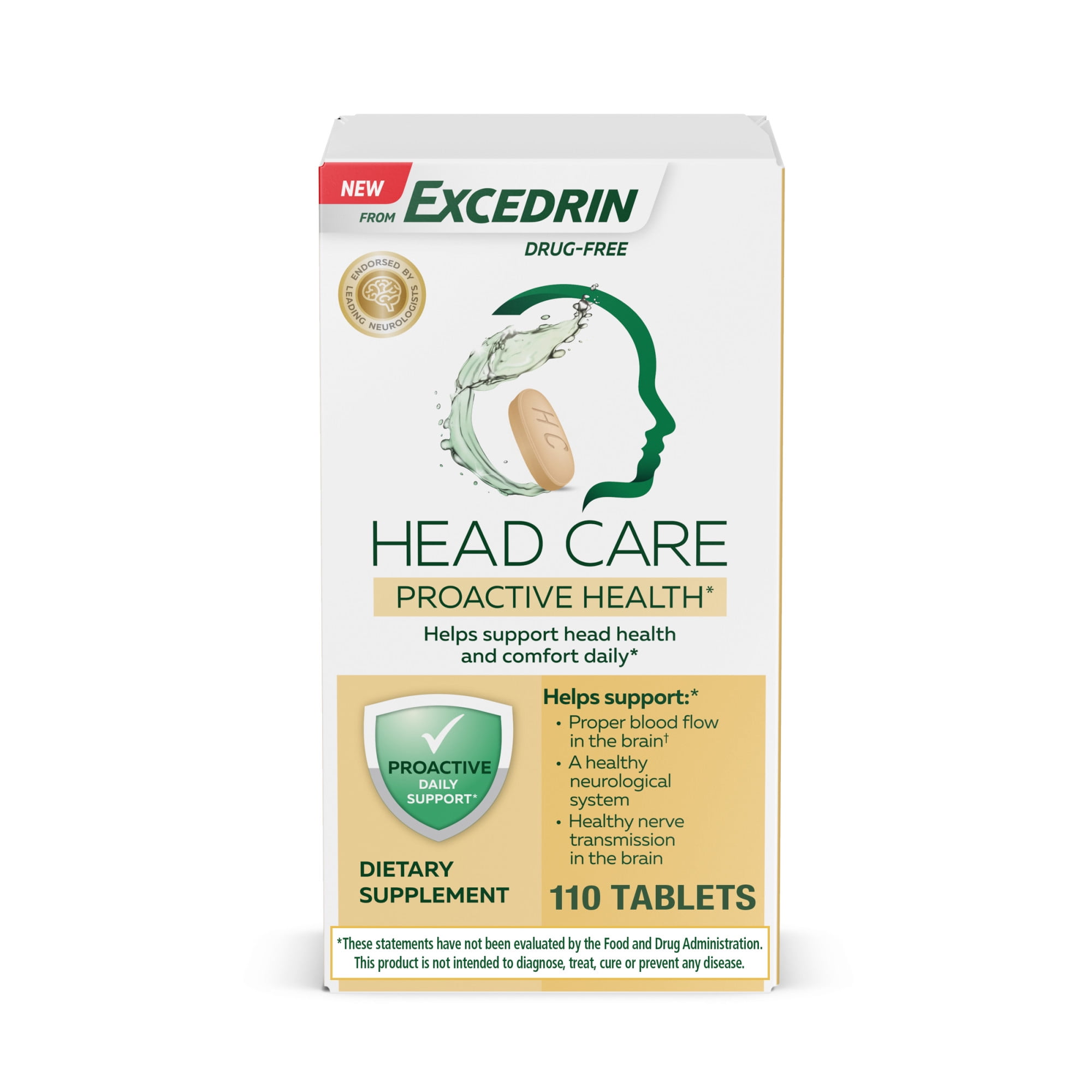 Head Care Proactive Health From Excedrin Dietary Supplement for Head Health With Folic Acid - 110 Ct