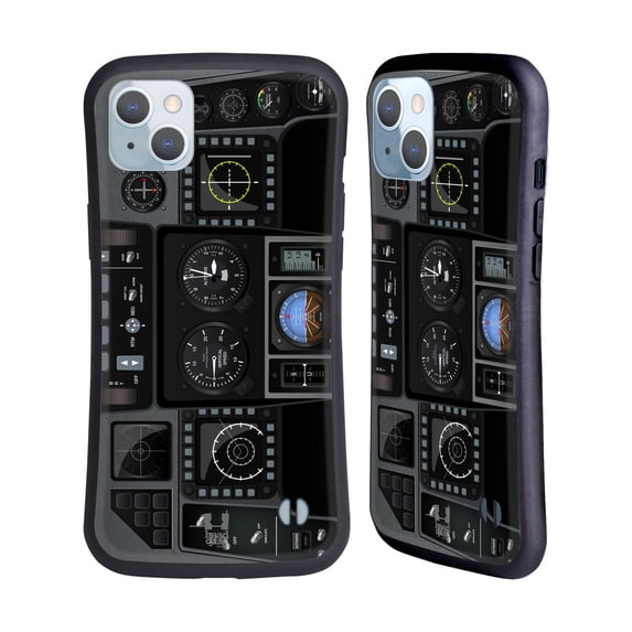 Head Case Designs Aircraft Cockpit Dashboard Jet Fighter Hybrid Case Compatible with Apple iPhone 14 Plus