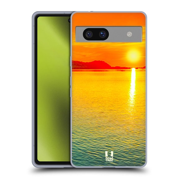 Head Case Designs Beautiful Beaches Ombre Sunset Over The Sea Soft Gel Case Compatible with Google Pixel 7a