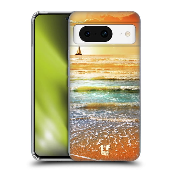 Head Case Designs Beautiful Beaches Sunset And Sailboat Seascape Soft Gel Case Compatible with Google Pixel 8