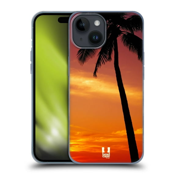 Head Case Designs Beautiful Beaches Tropical Sunset Under The Red Sky Soft Gel Case Compatible with Apple iPhone 15