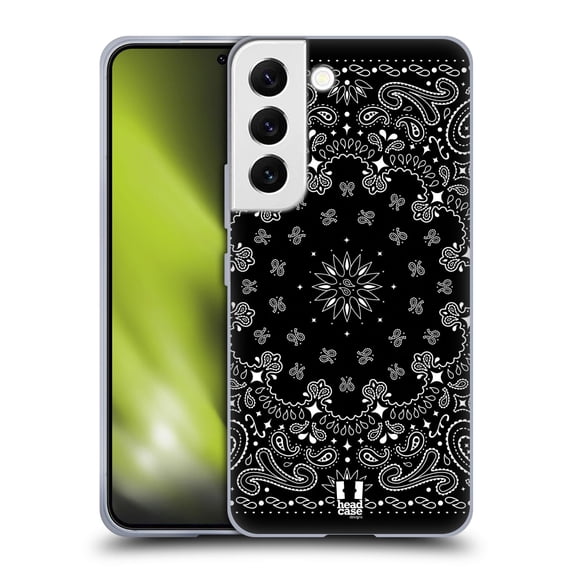 Head Case Designs Classic Paisley Bandana Black Soft Gel Case Compatible with Samsung Galaxy S22 5G