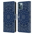 thumbnail image 1 of Head Case Designs Classic Paisley Bandana Classic Blue Leather Book Wallet Case Cover Compatible with Apple iPhone 12 / iPhone 12 Pro, 1 of 6