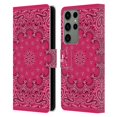 thumbnail image 1 of Head Case Designs Classic Paisley Bandana Classic Pink Leather Book Wallet Case Cover Compatible with Samsung Galaxy S23 Ultra 5G, 1 of 6