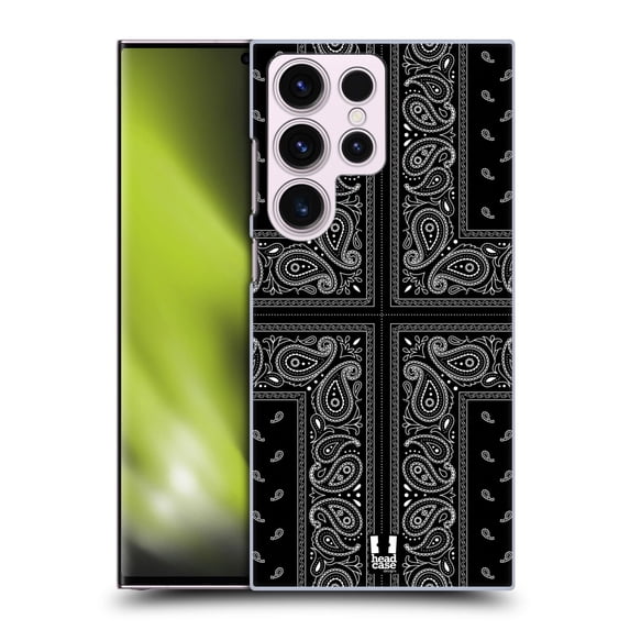 Head Case Designs Classic Paisley Bandana Cross Black Hard Back Case Compatible with Samsung Galaxy S23 Ultra 5G