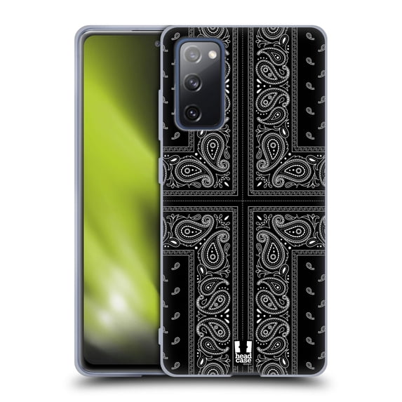 Head Case Designs Classic Paisley Bandana Cross Black Soft Gel Case Compatible with Samsung Galaxy S20 FE / 5G