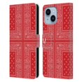 thumbnail image 1 of Head Case Designs Classic Paisley Bandana Cross Red Leather Book Wallet Case Cover Compatible with Apple iPhone 14 Plus, 1 of 6