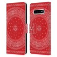 thumbnail image 1 of Head Case Designs Classic Paisley Bandana Round Red Leather Book Wallet Case Cover Compatible with Samsung Galaxy S10+ / S10 Plus, 1 of 6