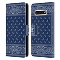 thumbnail image 1 of Head Case Designs Classic Paisley Bandana Square Blue Leather Book Wallet Case Cover Compatible with Samsung Galaxy S10, 1 of 6