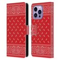 thumbnail image 1 of Head Case Designs Classic Paisley Bandana Square Red Leather Book Wallet Case Cover Compatible with Apple iPhone 14 Pro Max, 1 of 6