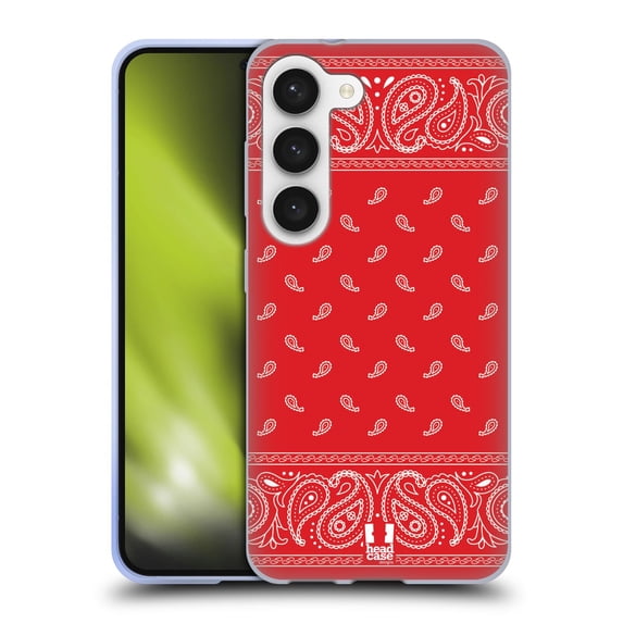 Head Case Designs Classic Paisley Bandana Square Red Soft Gel Case Compatible with Samsung Galaxy S23 5G