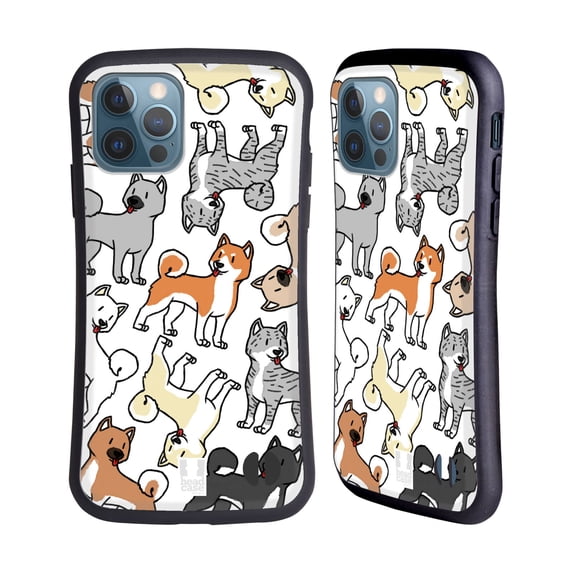Head Case Designs Dog Breed Patterns 2 Akita Hybrid Case Compatible with Apple iPhone 12 / iPhone 12 Pro