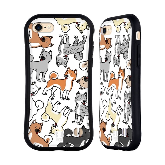 Head Case Designs Dog Breed Patterns 2 Akita Hybrid Case Compatible with Apple iPhone 7 / 8 / SE 2020 & 2022