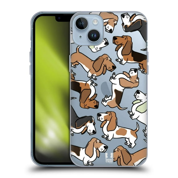 Head Case Designs Dog Breed Patterns 2 Basset Hound Soft Gel Case Compatible with Apple iPhone 14 Plus