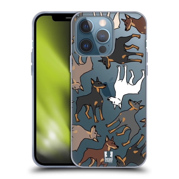 Head Case Designs Dog Breed Patterns 2 Doberman Soft Gel Case Compatible with Apple iPhone 13 Pro