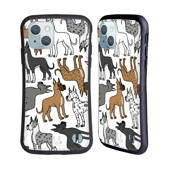 Head Case Designs Dog Breed Patterns 2 Great Dane Hybrid Case Compatible with Apple iPhone 14